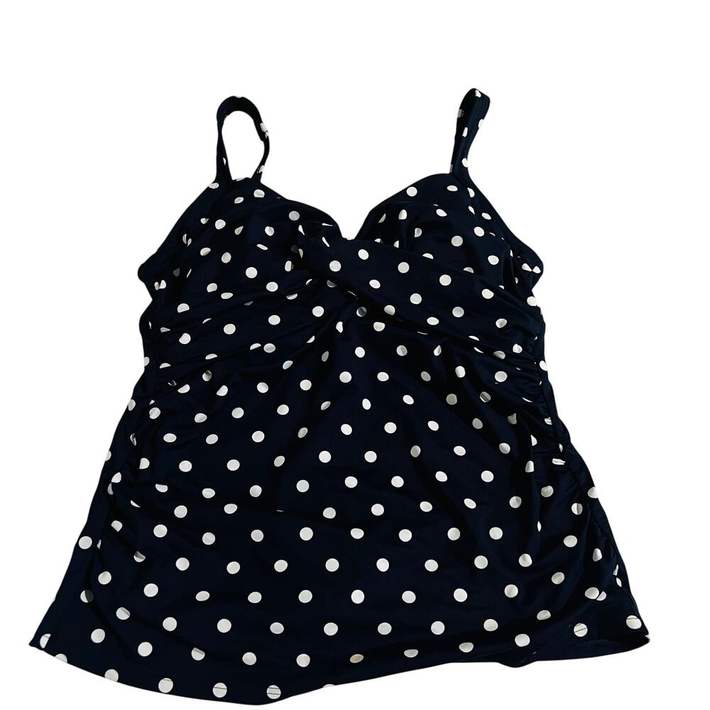 Lands End Polka Dot Tankini Size 12 Navy White - Picture 5 of 5